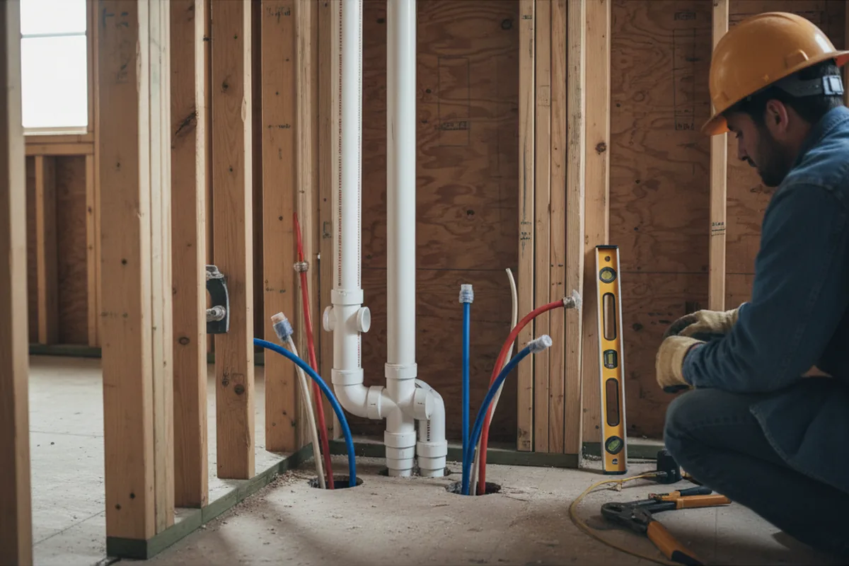 Drain and supply rough-in during Leak Detection in Andersonville